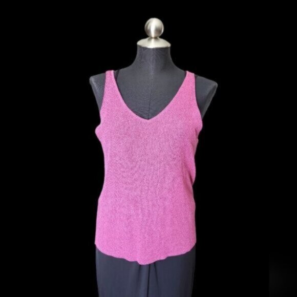Esqualo Metallic Shimmer Pink Cami /  Tank Top NWT Sz Large - Picture 1 of 8